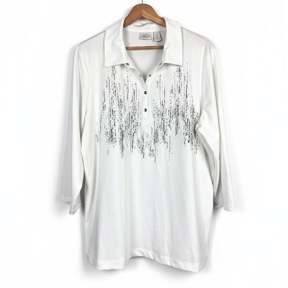 Chico's Women's XL Zenergy Golf Athleisure Preppy Tenniscore Embellished Polo - Picture 1 of 10